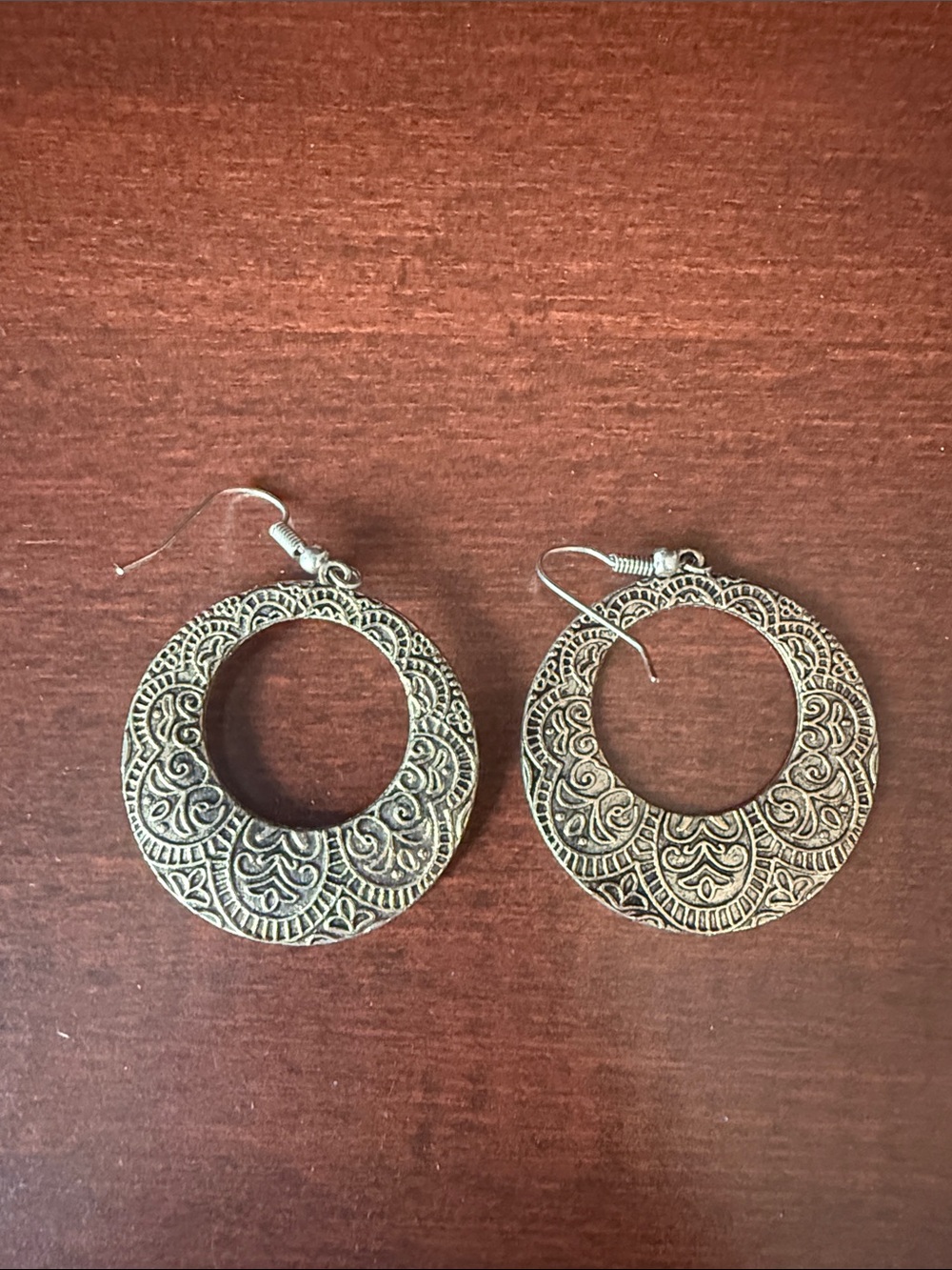 Bohemian Filigree Round Drop Earrings - Bronze Tone